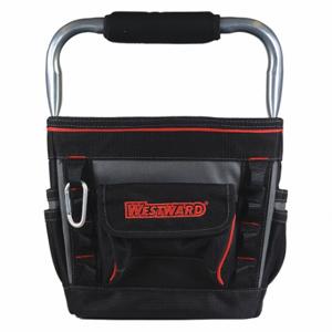 WESTWARD 53JW34 Tool Tote, Polyester, Black, 10 Outside Pockets, 3 Inside Pockets, 13 Inch Overall Width | CV2ATB