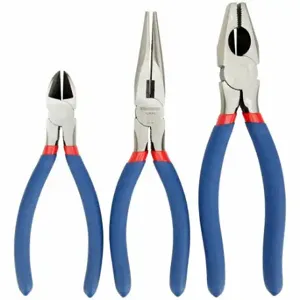 WESTWARD 53JW89 Plier Set, 3 Pliers, Std Cushion Grip, Manual, Pouch, 2 - 5 Pliers Range | CU9XAW