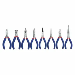 WESTWARD 53JW91 Plier Set, 8 Pliers, Std Cushion Grip, Manual, Pouch, 6 - 9 Pliers Range | CU9XAY