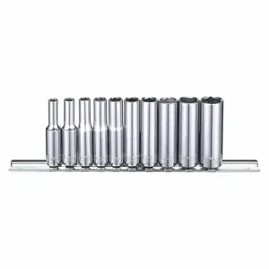 WESTWARD 53PN26 Socket Set, 1/4 Inch Drive Size, 10 Pieces, 5/32 Inch To 1/2 Inch Socket Size Range | CU9WJW