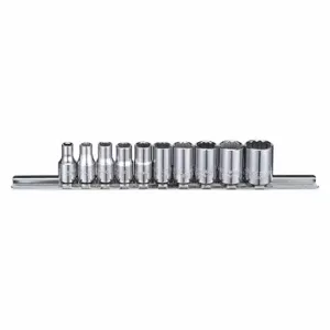 WESTWARD 53PN27 Socket Set, 1/4 Inch Drive Size, 10 Pieces, 5/32 Inch To 1/2 Inch Socket Size Range | CU9WJU