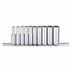 WESTWARD 53PN28 Socket Set, 1/4 Inch Drive Size, 10 Pieces, 5/32 Inch To 1/2 Inch Socket Size Range | CU9WJV