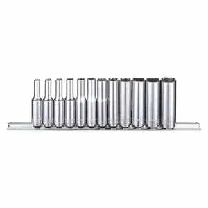 WESTWARD 53PN30 Socket Set, 1/4 Inch Drive Size, 12 Pieces, 3.5 To 12mm Size Range, 6-Point | CJ3LWY