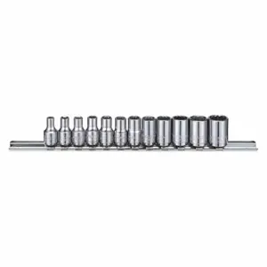 WESTWARD 53PN31 Socket Set, 1/4 Inch Drive Size, 12 Pieces, 3.5 mm To 12 mm Socket Size Range | CU9WKB