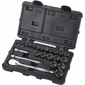 WESTWARD 53PN36 Socket Set, 3/8 Inch Drive, Metric, Chrome, Number of Pieces 23 | CD3UHT