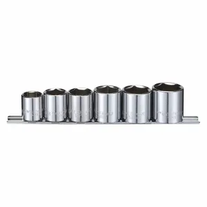 WESTWARD 53PN38 Socket Set, 3/8 Inch Drive Size, 6 Pieces, 11/16 To 1 Inch Size Range, 6-Point | CJ3LXC