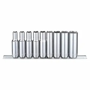 WESTWARD 53PN39 Socket Set, 3/8 Inch Drive Size, 9 Pieces, 1/4 To 5/8 Inch Size Range, 6-Point | CJ3LWZ