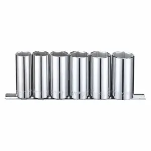 WESTWARD 53PN40 Socket Set, 3/8 Inch Drive Size, 6 Pieces, 11/16 Inch To 1 Inch Socket Size Range | CU9WJX