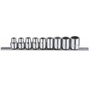 WESTWARD 53PN41 Socket Set, 3/8 Inch Drive, SAE, Chrome, Number of Pieces 9 | CD3VJX