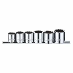 WESTWARD 53PN42 Socket Set, 3/8 Inch Drive Size, 6 Pieces, 11/16 To 1 Inch Size Range, 12-Point | CJ3LWP