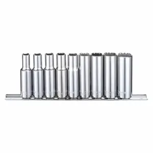 WESTWARD 53PN43 Socket Set, 3/8 Inch Drive Size, 9 Pieces, 1/4 Inch To 5/8 Inch Socket Size Range | CU9WJY