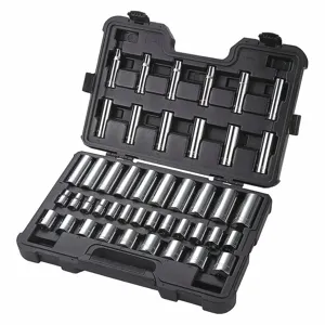 WESTWARD 53PN54 Socket Set, 1/2 Inch Drive Size, 44 Pieces, 10 To 32mm Size Range, 12-Point | CJ3LWK