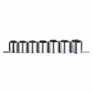 WESTWARD 53PN58 Socket Set, 1/2 Inch Drive Size, 7 Pieces, 1 To 1 3/8 Inch Size Range, 6-Point | CJ3LXL