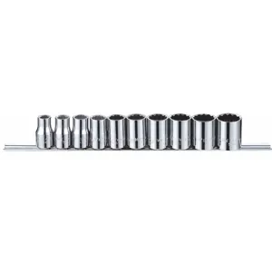 WESTWARD 53PN61 1/2 Inch Drive SAE Chrome Socket Set, No. of Pieces 10 | CD2HQF