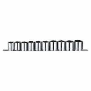 WESTWARD 53PN66 Socket Set, 1/2 Inch Drive Size, 10 Pieces, 22 To 32mm Size Range, 6-Point | CJ3LXD