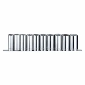 WESTWARD 53PN68 Socket Set, 1/2 Inch Drive Size, 10 Pieces, 22 To 32mm Size Range, 6-Point | CJ3LWW