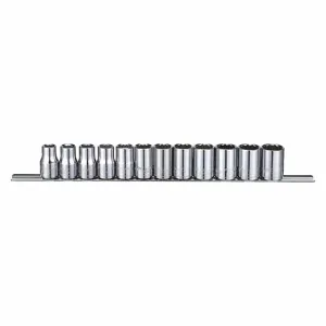 WESTWARD 53PN69 Socket Set, 1/2 Inch Drive Size, 12 Pieces, 10 To 21mm Size Range, 12-Point | CJ3LXA