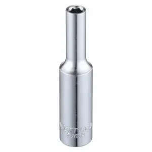 WESTWARD 53YR19 Socket, 1/4 Inch Drive Size, 5/32 Inch Socket Size, 6-Point, Deep, Chrome | CU9WTH