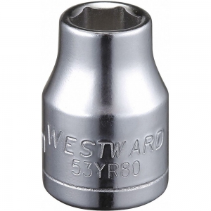 WESTWARD 53YR80 Stecknuss, 3/8-Zoll-Antriebsgröße, 8 mm, legierter Stahl, vollständig polierte Oberfläche | CD2YXV