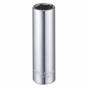 WESTWARD 53YT40 Socket, 3/8 Inch Drive Size, 1/2 Inch Socket Size, 6-Point, Deep, Chrome | CU9WUR