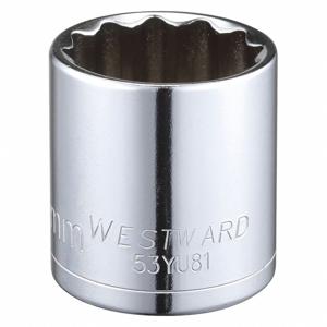 WESTWARD 53YU81 Stecknuss, 30 mm Größe, 1-1/2 Zoll Länge, 12 Punkte, Chrom-Finish, Stahl | CH3PXC 53YU81