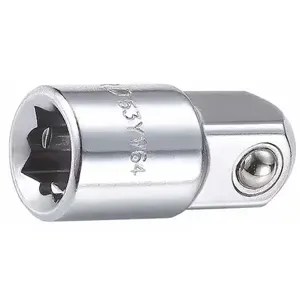 WESTWARD 53YV64 Socket Adapter, 1/2 Inch Output Drive Size, Square, 1 1/2 Inch Length, Chrome | CJ3LTG