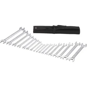 WESTWARD 54DG07 Open End Wrench Set, Full Polish Finish, 17 Pieces | AX3MMW