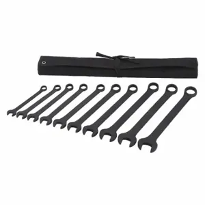 WESTWARD 54DG09 Combination Wrench Set, Alloy Steel Oxide, 10 Tools, 15 Deg Head Offset Angle | CU9XFJ