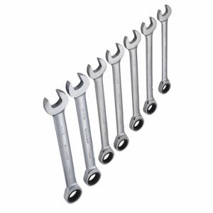 WESTWARD 54DG23 Combination Wrench Set, Alloy Steel, Chrome, 7 Tools, Standard, Pouch | CU9ZQQ