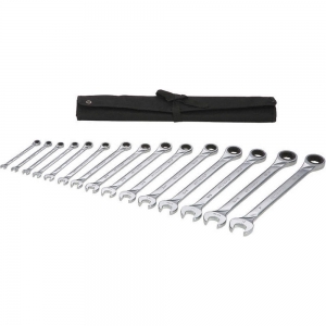 WESTWARD 54DG26 Ratcheting Combination Wrench Set, SAE, 12 Points, 15 Pieces | AX3MHC