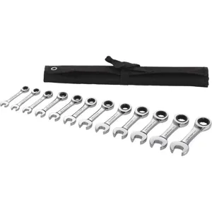 WESTWARD 54DG31 Ratcheting Combination Wrench Set, 12 Points, 12 Pieces | AX3NGM