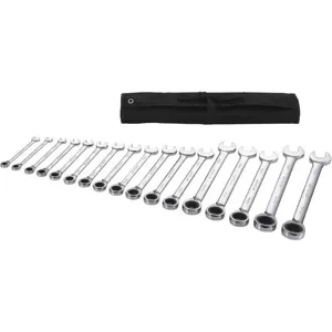 WESTWARD 54DG33 Ratcheting Combination Wrench Set, 12 Points, 17 Pieces | AX3MZL