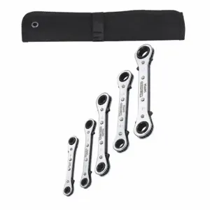 WESTWARD 54DG39 Box End Wrench Set, Alloy Steel, Chrome, 5 Tools, 7 mm to 7 mm Range of Head Sizes | CU9XDD