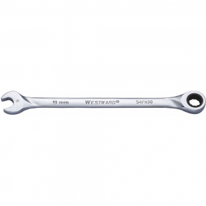 WESTWARD 54PN90 9 mm, Ratcheting Combination Wrench, Metric, Full Polish Finish, No. of Points 12 | CD2MKM