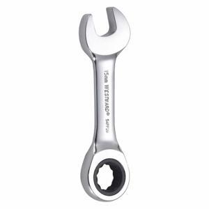 WESTWARD 54PP28 Combination Wrench, Alloy Steel, 15 mm Head Size, 4 5/8 Inch Overall Length, Rounded | CU9ZTE