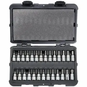 WESTWARD 54TL64 Socket Bit Set, 3/8 Inch Drive Size, 27 Pieces, 1 27/32 Inch Length, Metric/SAE | CJ3LUP