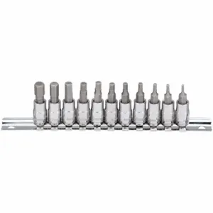 WESTWARD 54TM03 Socket Bit Set, 1/4 Inch Drive Size, 16 Pieces, 2 To 8mm Tip Sizes, Metric | CJ3LTV