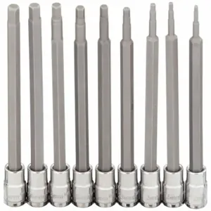 WESTWARD 54TM15 Socket Bit Set, 1/4 Inch Drive Size, 7 Pieces, 2 To 6mm Tip Sizes, Metric | CJ3LTY