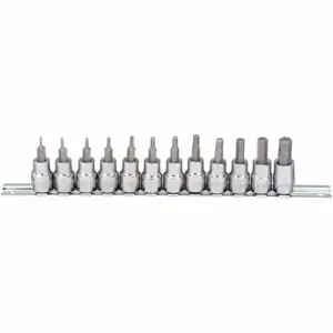 WESTWARD 54TM25 Socket Bit Set, Alloy Steel, 3/8 Drive Size, 12 Pieces | AX3MNG