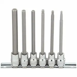 WESTWARD 54TM26 Socket Bit Set, Alloy Steel, 3/8 Drive Size, 6 Pieces | AX3MLC