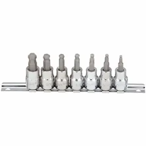 WESTWARD 54TM41 Socket Bit Set, Alloy Steel, 3/8 Drive Size, 7 Pieces | AX3MZP