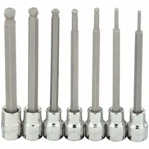 WESTWARD 54TM49 Socket Bit Set, 3/8 Inch Drive Size, 8 Pieces, 1/4 To 7/32 Inch Tip Size | CJ3LTZ