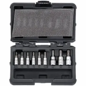 WESTWARD 54TN07 Socket Bit Set, Torx Tip Style, 1-43/64 Inch Length, Chrome, Steel, 11 Pcs | CH3PXB 54TN07