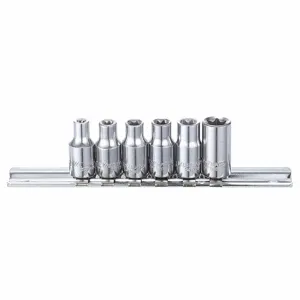 WESTWARD 54TN25 Socket Bit Set, 1/4 Inch Drive Size, 6 Pieces, E4 To E10 Socket Size Range, Torx | CJ3LTX