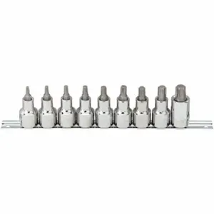 WESTWARD 54TN47 Socket Bit Set, 1/2 Inch Drive Size, 9 Pieces, T25 To T60 Tip Sizes, Torx | CJ3LUC