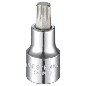 WESTWARD 54TN55 Socket Bit, 1/2 Inch Drive Size, Torx Tip, T55 Tip Size, 2 1/2 Inch Length, Torx, Chrome | CV2ACL