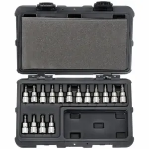 WESTWARD 54TN67 Socket Bit Set, 3/8 Inch Drive Size, 8 Pieces, 1 27/32 Inch Length, Metric/SAE/Torx | CJ3LUB