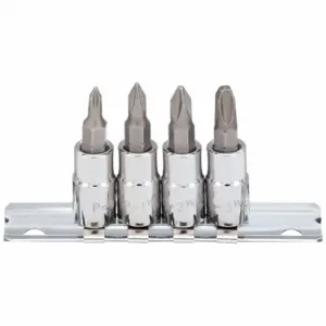 WESTWARD 54TN79 Socket Bit Set, 1/4 Inch Drive Size, 6 Pieces, PH0 To PH3 Tip Sizes | CJ3LTR