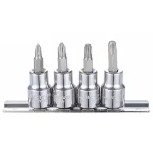 WESTWARD 54TN84 Socket Bit Set, 3/8 Inch Drive Size, 4 PK, Ph1 To Ph4 Range Of Tip Sizes, Sae | CV2ABB