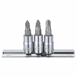 WESTWARD 54TN85 Socket Bit Set, 1/4 Inch Drive Size, 8 Pieces, #1 To #3 Tip Sizes | CJ3LTT